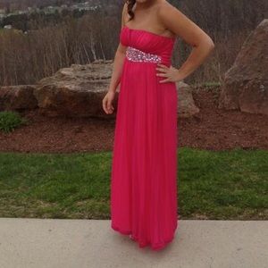 Fushia pink formal strapless dress